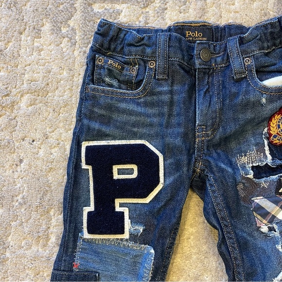 Polo Ralph Lauren Astor Slim Boyfriend 4T Girls Toddler Jeans With Patches - Picture 3 of 15